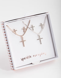 Mixed Metal Diamante Cross Jewellery Set - link has visual effect only