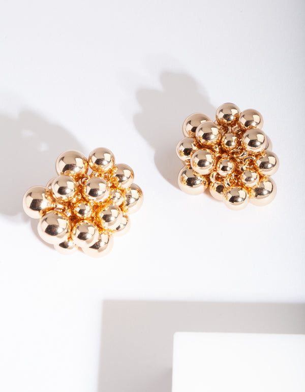 Gold Bead Stud Earrings