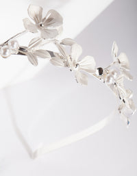 Silver Metal Flower Pearl Headband - link has visual effect only