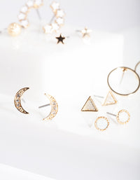 Gold Diamante Mini Earring Stud 8-Pack - link has visual effect only