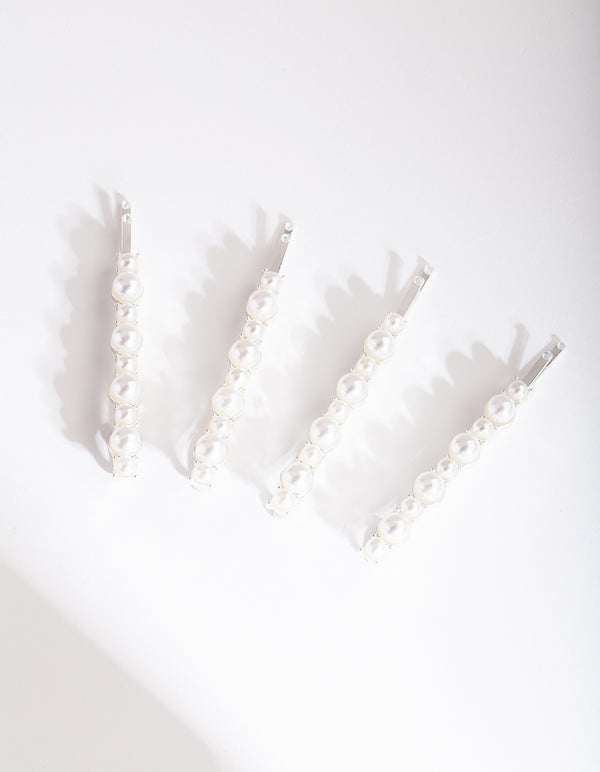 Silver Pearl Bobby Pins