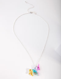 Kids Silver Multi Coloured Unicorn Necklace - link has visual effect only