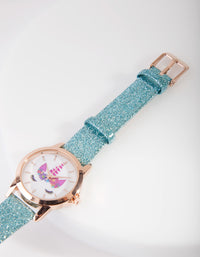 Kids Gold Blue Glitter Watch - link has visual effect only