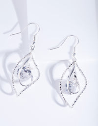 Silver Cubic Zirconia Charm Twist Earrings - link has visual effect only