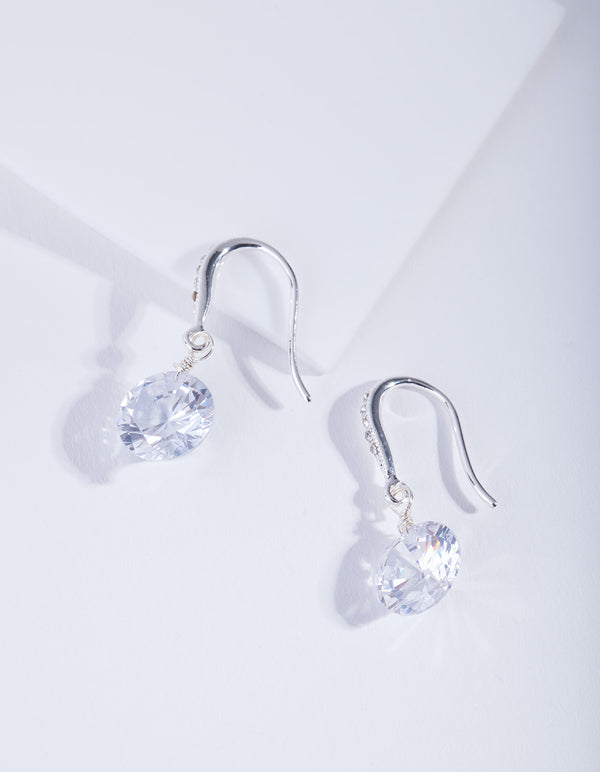 Silver Cubic Zirconia Classic Diamante Drop Earrings