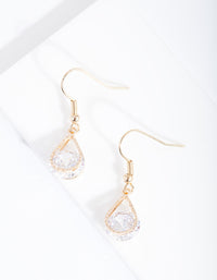 Gold Cubic Zirconia Diamante Teardrop Earrings - link has visual effect only