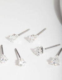 Silver Cubic Zirconia Geo Earring Pack - link has visual effect only