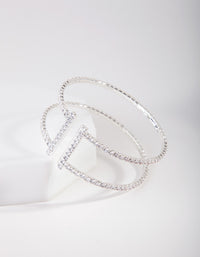 Silver Cubic Zirconia Row Cuff Bracelet - link has visual effect only