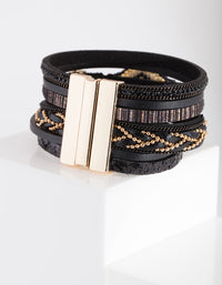 Black Multi Strand Cuff Bracelet - link has visual effect only