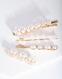 Gold Smile Pearl Hair Clip 4-Pack - link has visual effect only