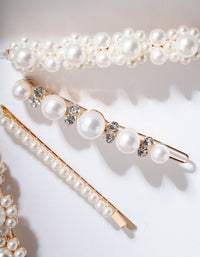 Gold Multi Pearl Diamante Hair Clip 4-Pack - link has visual effect only