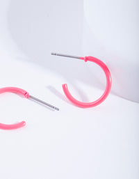 Neon Pink Hoop Earrings - link has visual effect only