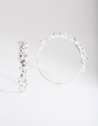 Silver Cluster Gem Hoop Earrings - link has visual effect only