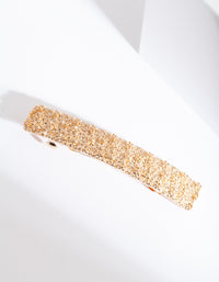 Gold Textured Long Barrette Hair Clip - link has visual effect only