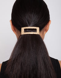 Gold Cut-Out Rectangle Texture Hair Clip - link has visual effect only