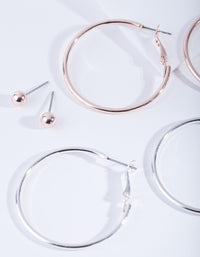 Mixed Metal Stud Hoop Earring 4-Pack - link has visual effect only