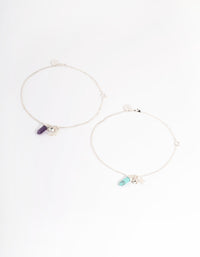 Silver Semi-Precious Shard Bracelet & Anklet Set - link has visual effect only