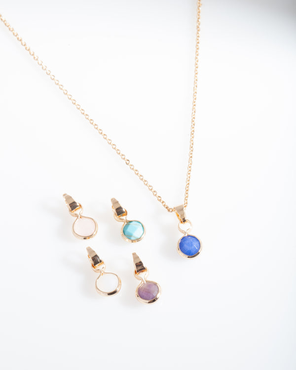 Gold Semi-Precious Charm Necklace