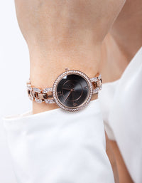 Rose Gold Chain Link Watch - link has visual effect only