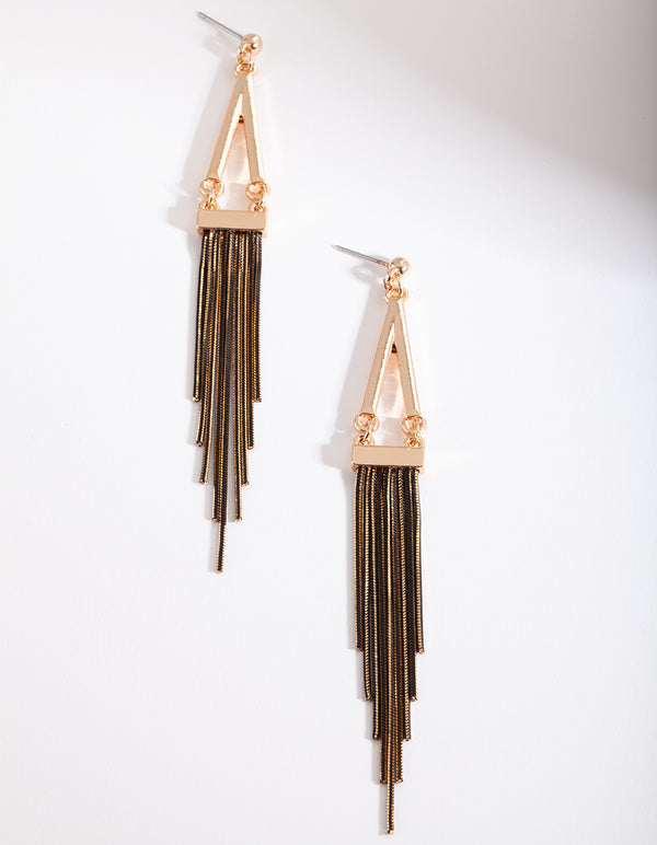 Black Gold Chain Earrings