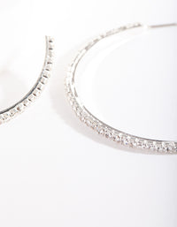 Silver Fine Diamante Hoop Earrings - link has visual effect only