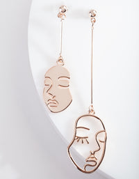 Rose Gold Mismatch Face Earrings - link has visual effect only