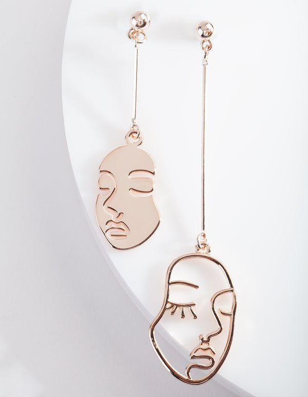 Rose Gold Mismatch Face Earrings