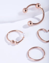 Rose Gold Surgical Steel Heart Ring 4-Pack - link has visual effect only