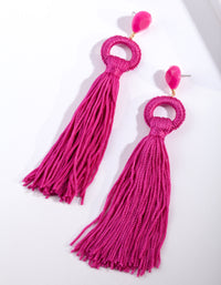 Pink Statement Tassel Earrings - link has visual effect only