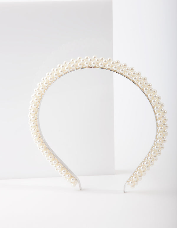 Silver Small Pearl Headband