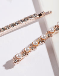 Rose Gold Pearl & Crystal Hair Pin 6-Pack - link has visual effect only