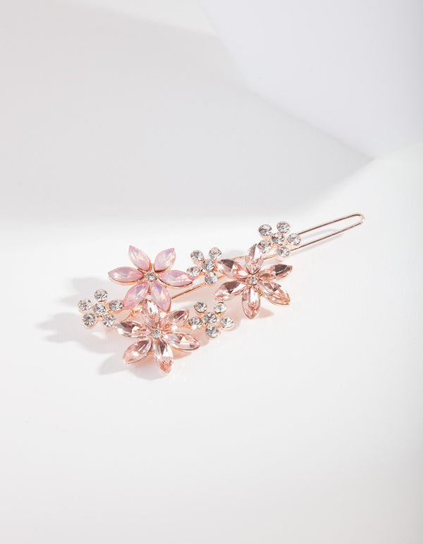 Rose Gold Crystal Flower Multi Clip