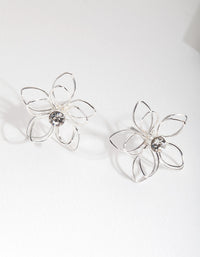 Silver Dainty Diamante Flower Earrings - link has visual effect only