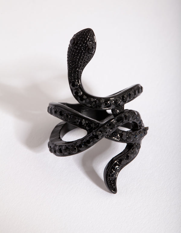 Black Diamante Snake Ring