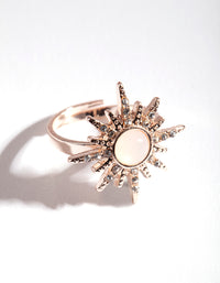 Rose Gold Synthetic Opal Diamante Burst Ring - link has visual effect only