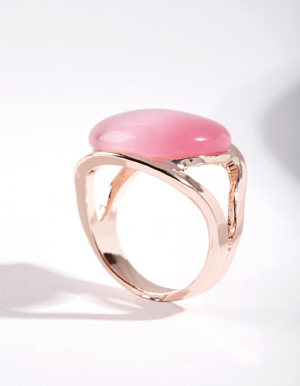 Rose Gold Large Cateye Round Ring