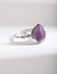 Silver Wire Purple Stone Ring - link has visual effect only