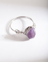 Silver Wire Purple Stone Ring - link has visual effect only