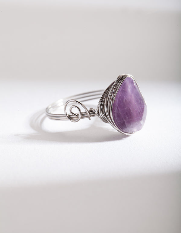 Silver Wire Purple Stone Ring