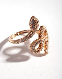 Gold Knotted Diamante Snake Ring - link has visual effect only