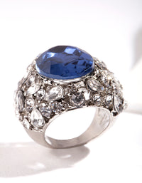 Rhodium Large Mix Diamante Ring - link has visual effect only