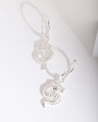 Sterling Silver Dragon Hoop Earrings - link has visual effect only