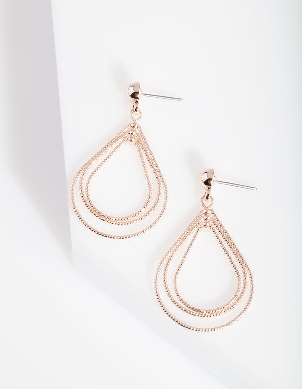 Rose Gold Textured Teardrop Earrings