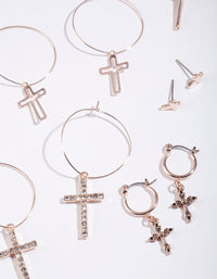 Rose Gold Cross Hoop Earring Pack - link has visual effect only