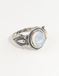 Antique Silver Oval Moonstone Ring - link has visual effect only