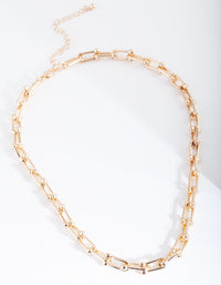 Gold Chain Link Necklace - link has visual effect only