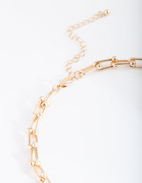 Gold Chain Link Necklace - link has visual effect only