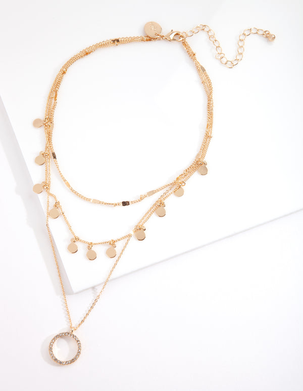 Gold Essential Disk & Circle Charm Choker