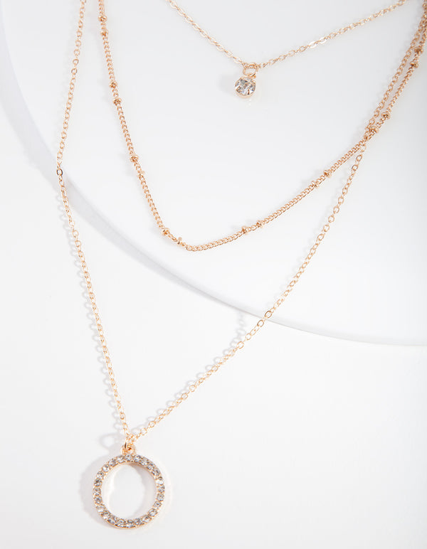 Gold Diamante Circle Necklace