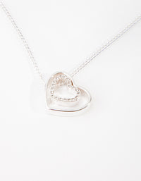 Silver Double Heart Necklace - link has visual effect only